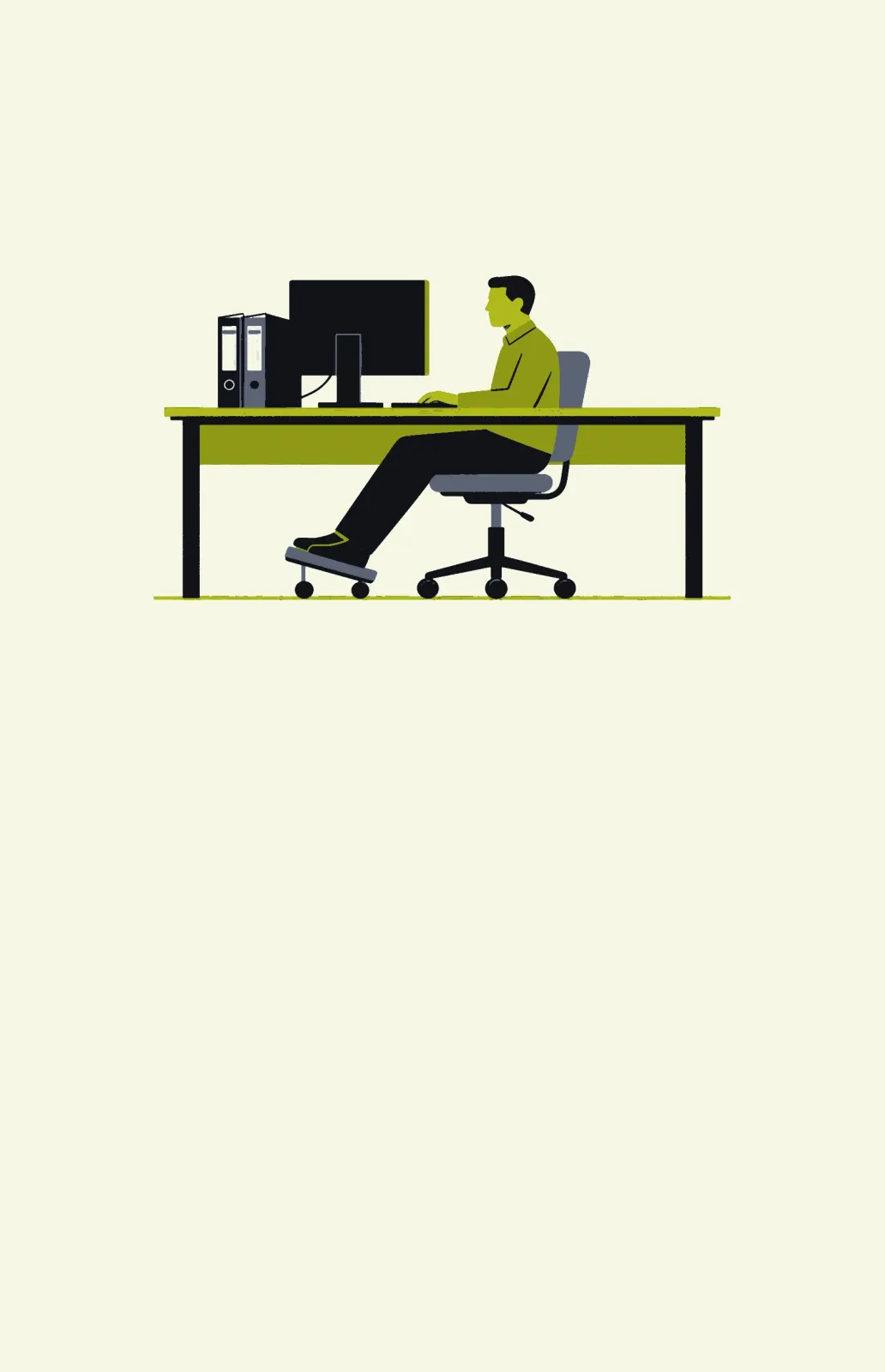 Infografía: siniestralidad laboral en España (29,3 % de accidentes por sobreesfuerzo, 78 % de enfermedades musculoesqueléticas y 32,8 % de lesiones de espalda) y los tres puntos de contacto del puesto de trabajo